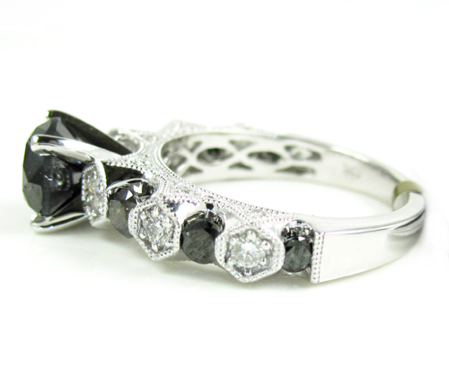 Ladies 10k white gold black & white diamond engagement ring 3.10ct - Image 3