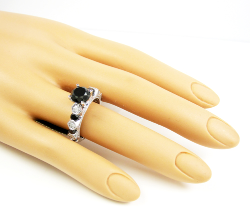 Ladies 10k white gold black & white diamond engagement ring 3.10ct - Image 5