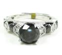 Ladies 10k white gold black & white diamond engagement ring 3.10ct