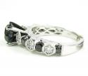 Ladies 10k white gold black & white diamond engagement ring 3.10ct