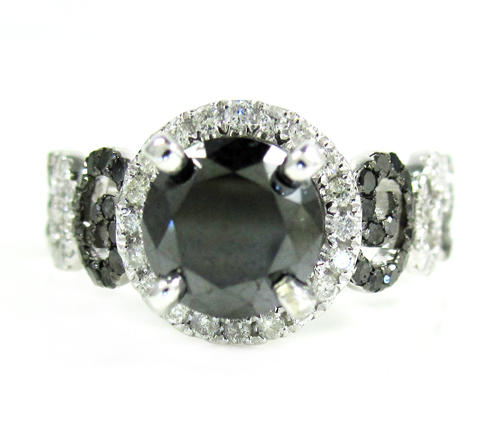 Ladies 10k white gold black & white diamond engagement ring 2.15ct - Image 2