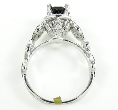 Ladies 10k white gold black & white diamond engagement ring 2.15ct