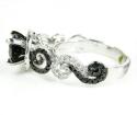 Ladies 10k white gold black & white diamond engagement ring 2.15ct