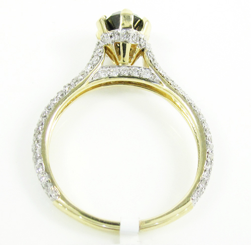 Ladies 14k yellow gold black & white diamond engagement ring 1.50ct - Image 4