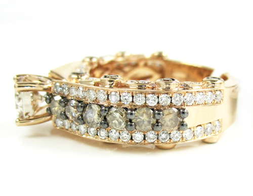 Ladies 14k rose gold champagne & white diamond engagement ring 2.69ct - Image 4