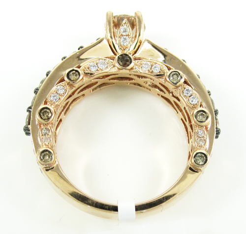 Ladies 14k rose gold champagne & white diamond engagement ring 2.69ct - Image 5