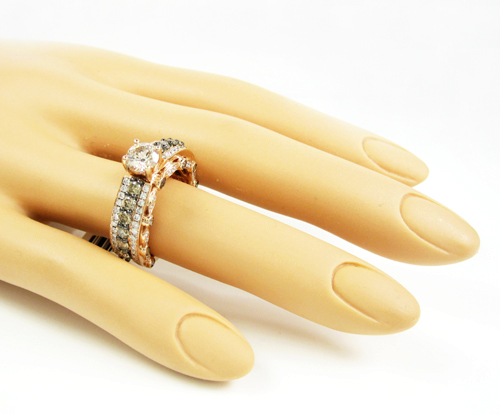 Ladies 14k rose gold champagne & white diamond engagement ring 2.69ct - Image 6