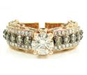 Ladies 14k rose gold champagne & white diamond engagement ring 2.69ct