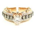 Ladies 14k rose gold champagne & white diamond engagement ring 2.69ct