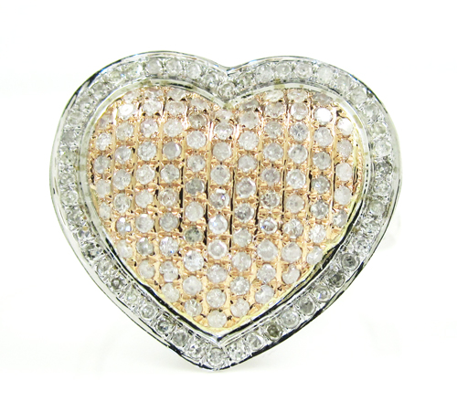 Ladies 10k two tone gold diamond heart ring 0.70ct