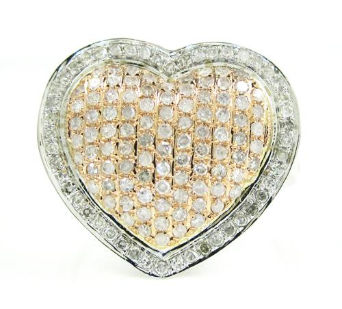 Ladies 10k two tone gold diamond heart ring 0.70ct - Image 2