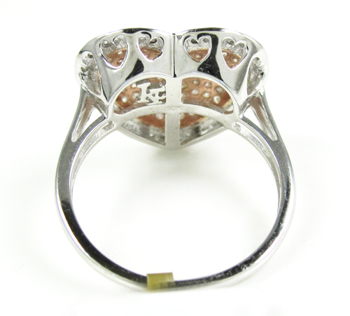 Ladies 10k two tone gold diamond heart ring 0.70ct