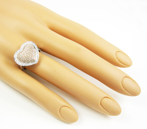 Ladies 10k two tone gold diamond heart ring 0.70ct - Image 5