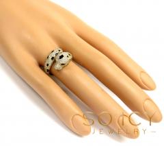 Ladies 14k yellow gold diamond & black enamel leopard ring 1.42ct