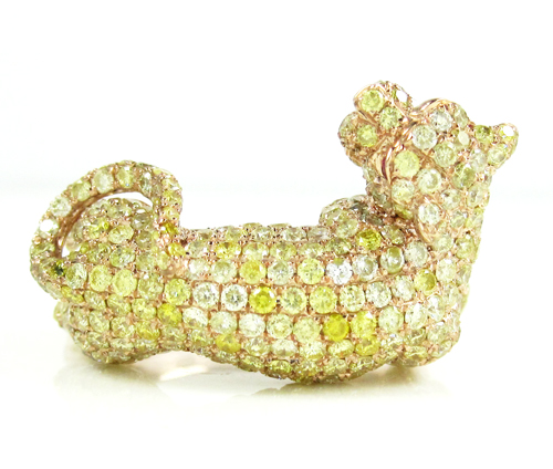 Ladies 14k rose gold canary diamond & red ruby panther ring 4.24ct - Image 3