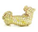 Ladies 14k rose gold canary diamond & red ruby panther ring 4.24ct
