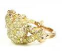 Ladies 14k rose gold canary diamond & red ruby panther ring 4.24ct