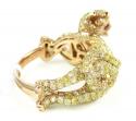 Ladies 14k rose gold canary diamond & red ruby panther ring 4.24ct
