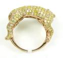 Ladies 14k rose gold canary diamond & red ruby panther ring 4.24ct