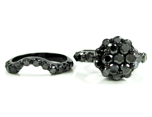 Ladies 10k black gold black diamond engagement ring set 3.72ct - Image 3