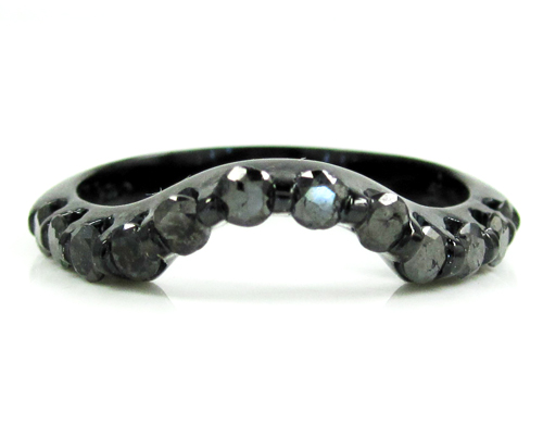 Ladies 10k black gold black diamond engagement ring set 3.72ct