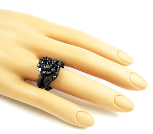 Ladies 10k black gold black diamond engagement ring set 3.72ct - Image 9