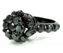 Ladies 10k black gold black diamond engagement ring set 3.72ct