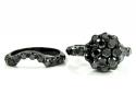 Ladies 10k black gold black diamond engagement ring set 3.72ct