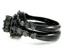 Ladies 10k black gold black diamond engagement ring set 3.72ct