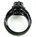 Ladies 10k black gold black diamond engagement ring set 3.72ct