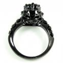 Ladies 10k black gold black diamond engagement ring set 3.72ct