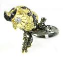 Ladies 14k yellow gold multi colored diamond owl ring 2.54ct
