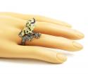 Ladies 14k yellow gold multi colored diamond owl ring 2.54ct