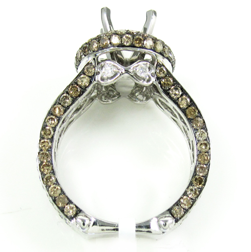 Ladies 14k white gold champagne & white diamond semi mount ring 3.45ct - Image 5