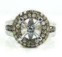 Ladies 14k white gold champagne & white diamond semi mount ring 3.45ct
