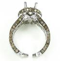 Ladies 14k white gold champagne & white diamond semi mount ring 3.45ct