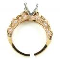 Ladies 14k rose gold champagne & white diamond semi mount ring 0.99ct