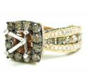 Ladies 14k rose gold champagne & white diamond semi mount ring 3.93ct