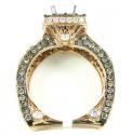 Ladies 14k rose gold champagne & white diamond semi mount ring 3.93ct