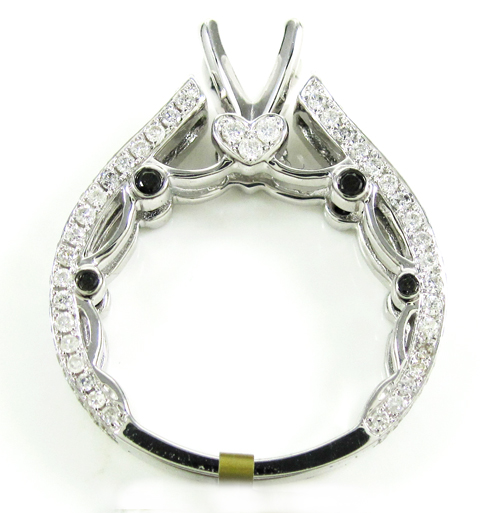 Ladies 10k white gold black & white diamond semi mount ring 2.37ct - Image 5