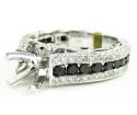 Ladies 10k white gold black & white diamond semi mount ring 2.37ct