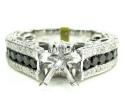 Ladies 10k white gold black & white diamond semi mount ring 2.37ct