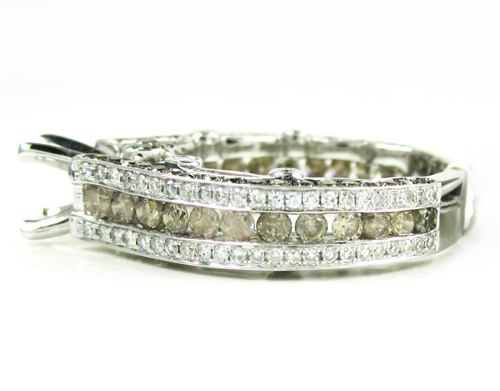 Ladies 14k white gold champagne & white diamond semi mount ring 2.36ct