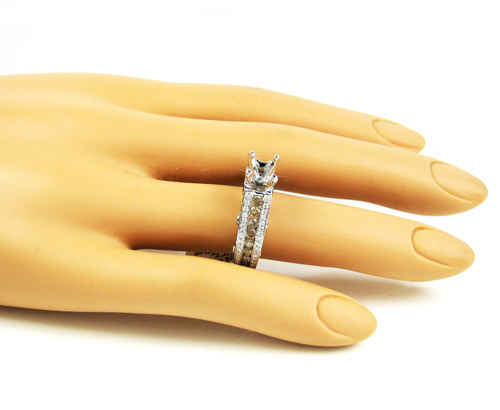 Ladies 14k white gold champagne & white diamond semi mount ring 2.36ct - Image 6