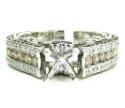 Ladies 14k white gold champagne & white diamond semi mount ring 2.36ct