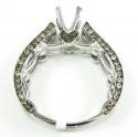 Ladies 14k white gold champagne & white diamond semi mount ring 2.36ct