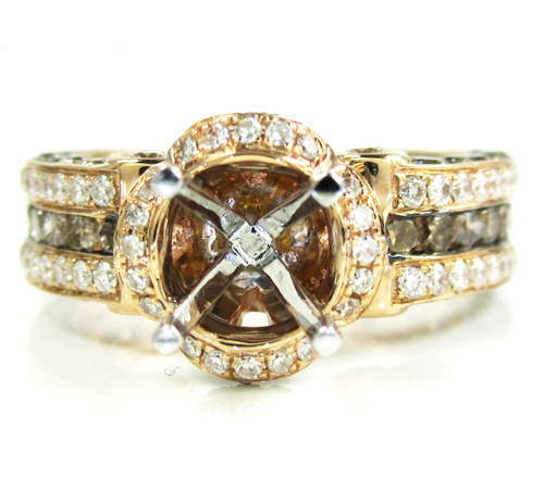 Ladies 14k rose gold champagne & white diamond semi mount ring 2.66ct - Image 2
