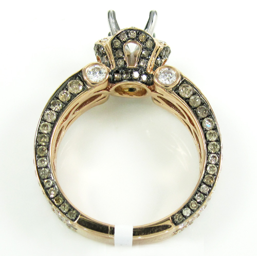 Ladies 14k rose gold champagne & white diamond semi mount ring 2.66ct - Image 5