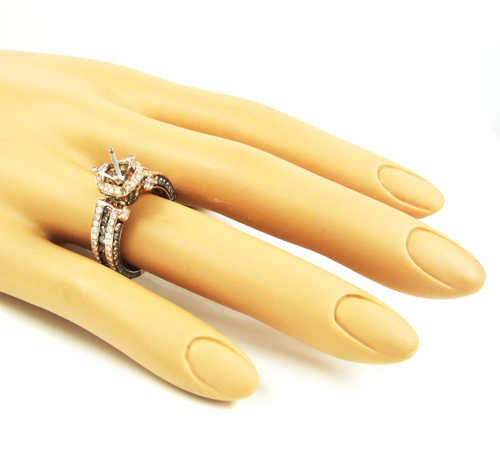 Ladies 14k rose gold champagne & white diamond semi mount ring 2.66ct - Image 6