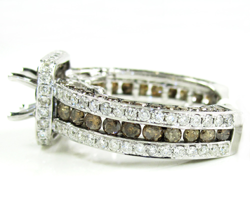 Ladies 14k white gold champagne & white diamond semi mount ring 3.68ct - Image 4